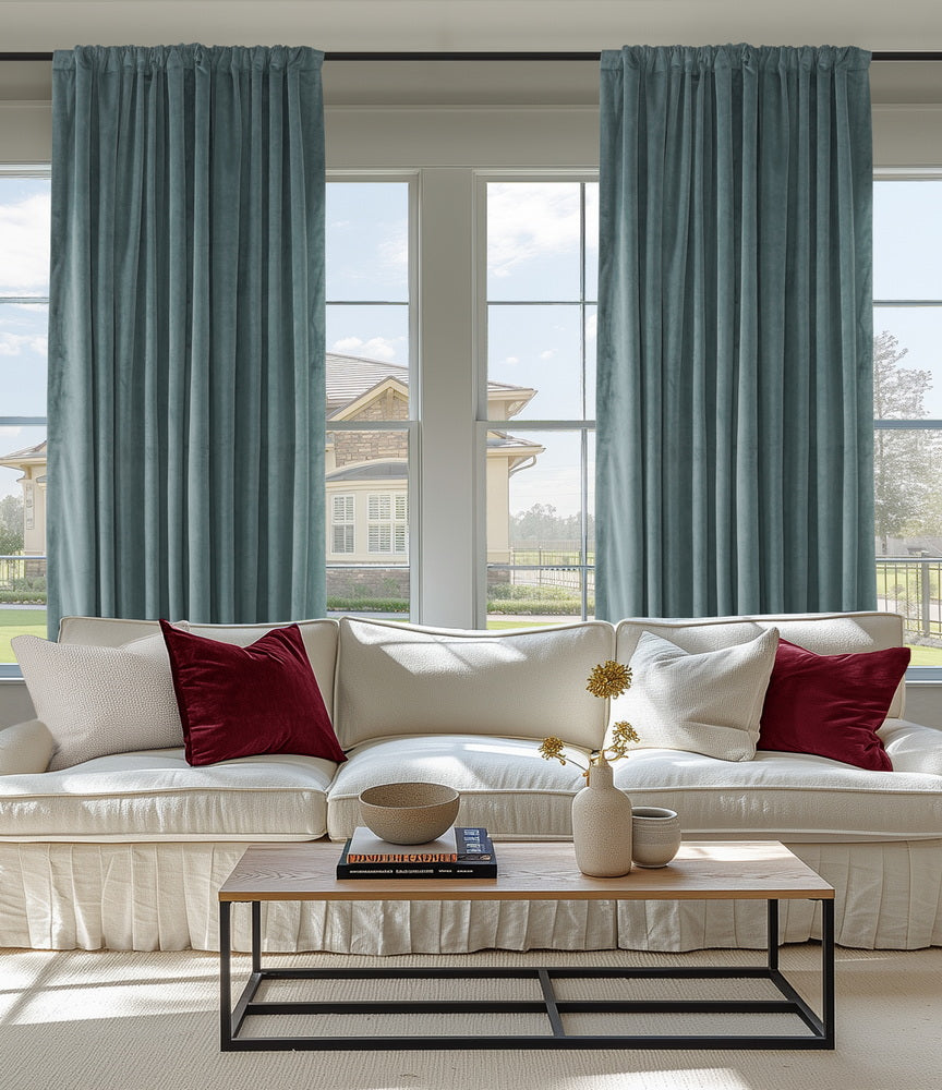 Skylark Blue Signature Velvet Custom Curtain