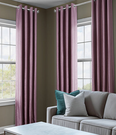 Smokey Plum Vintage Textured Faux Dupioni Silk Custom Curtain