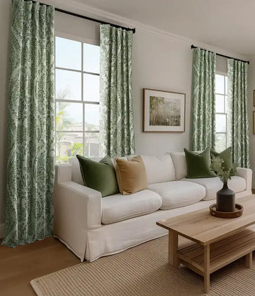 Tea Time Green Floral Custom Curtain