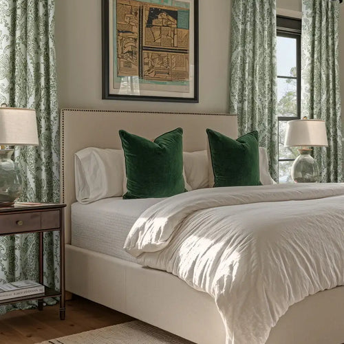 Tea Time Green Floral Custom Curtain