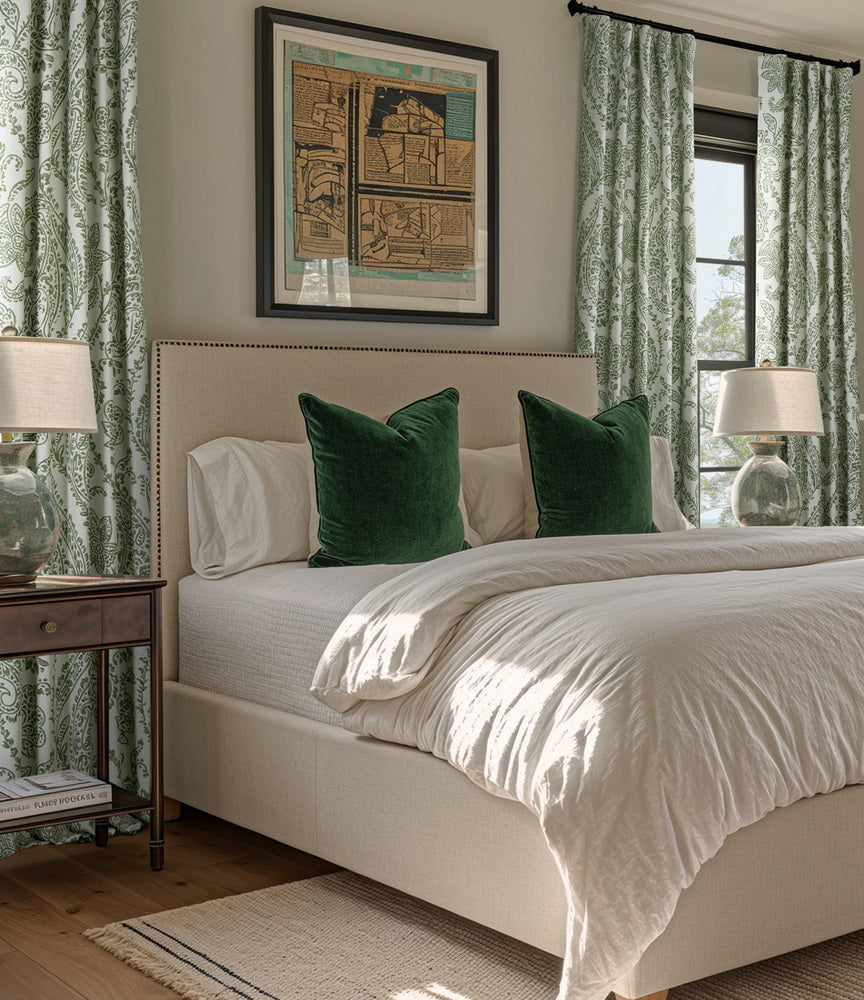 Tea Time Green Floral Custom Curtain