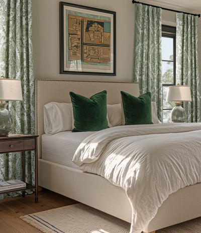 Tea Time Green Floral Custom Curtain