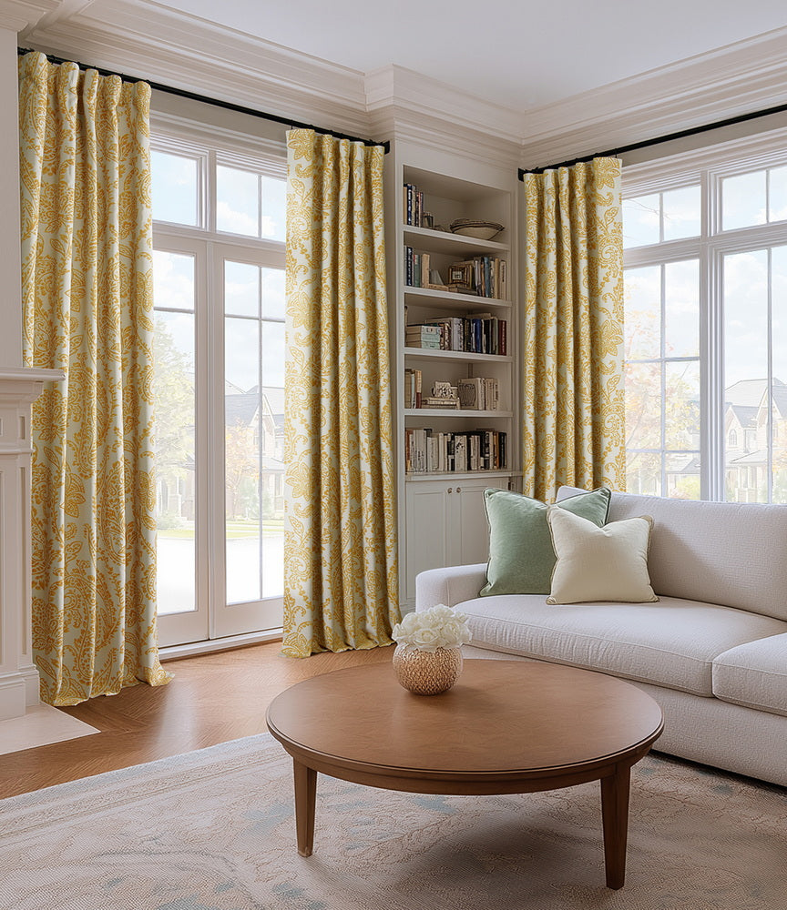 Tea Time Yellow Floral Custom Curtain