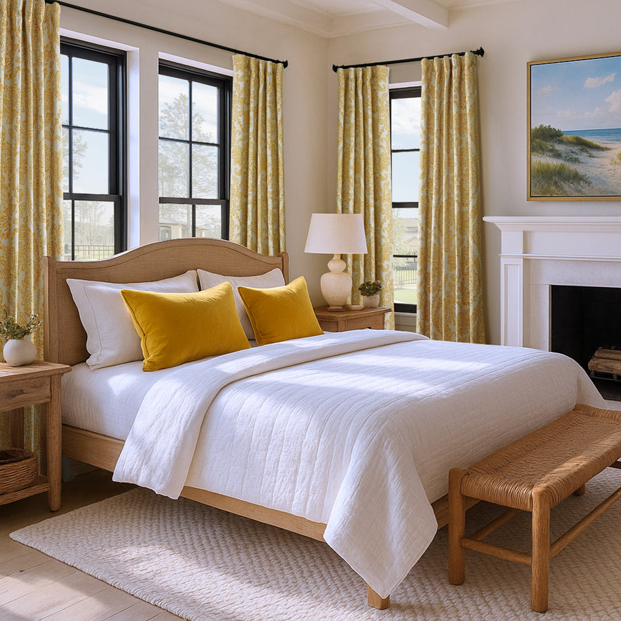 Tea Time Yellow Floral Custom Curtain