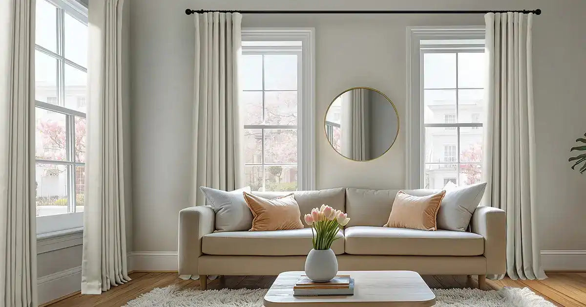 Mink Textured Faux Linen Room Darkening Curtain | Half Price