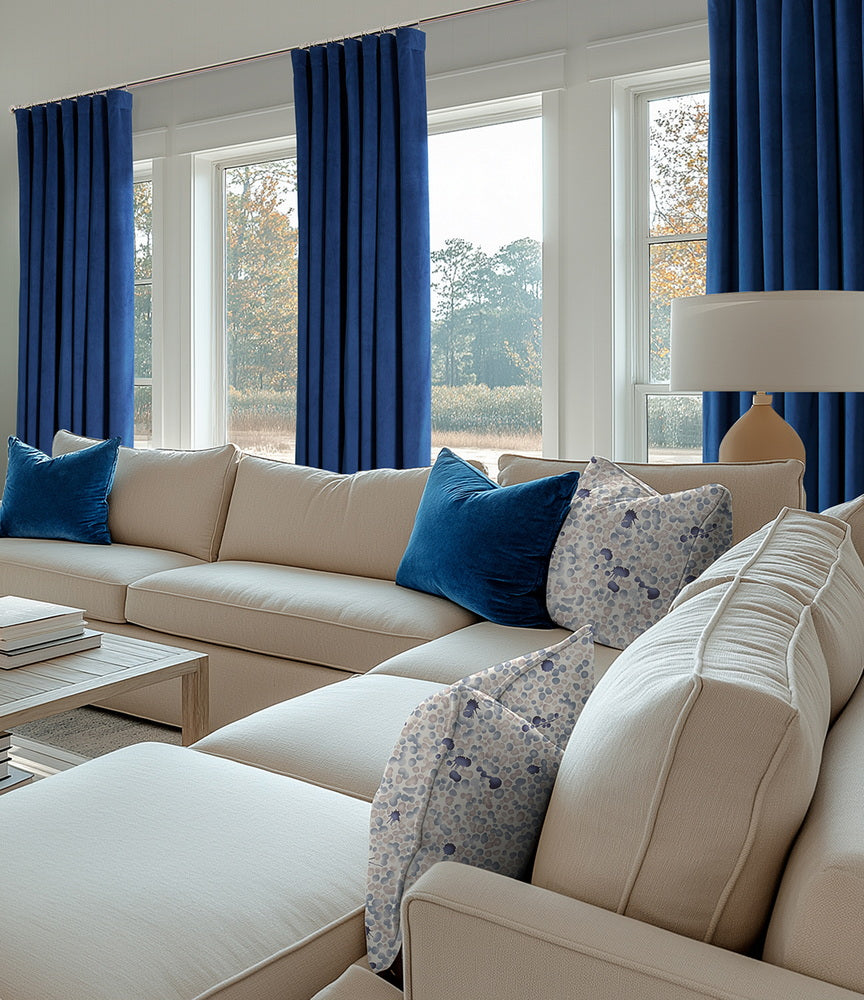 Union Blue Signature Velvet Custom Curtain