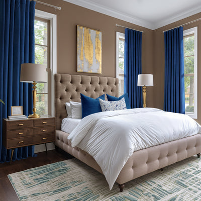 Union Blue Signature Velvet Custom Curtain