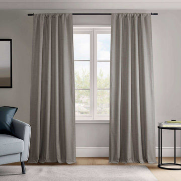 Light Steel Grey Vienna Basic Linen Blackout Curtain Pair (2 Panels)
