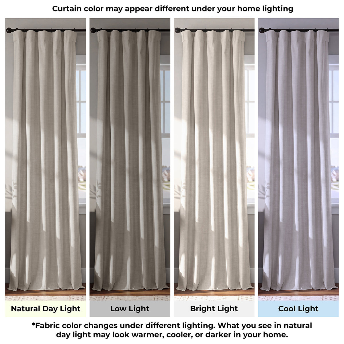 Beige Vienna Basic Linen Blackout Curtain Pair (2 Panels)