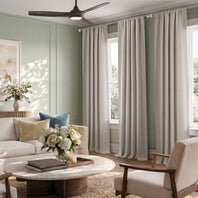 Beige Vienna Basic Linen Blackout Curtain Pair (2 Panels)