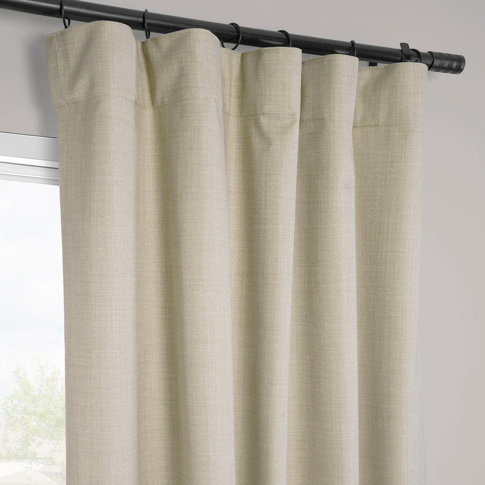 Beige Vienna Basic Linen Blackout Curtain Pair (2 Panels)