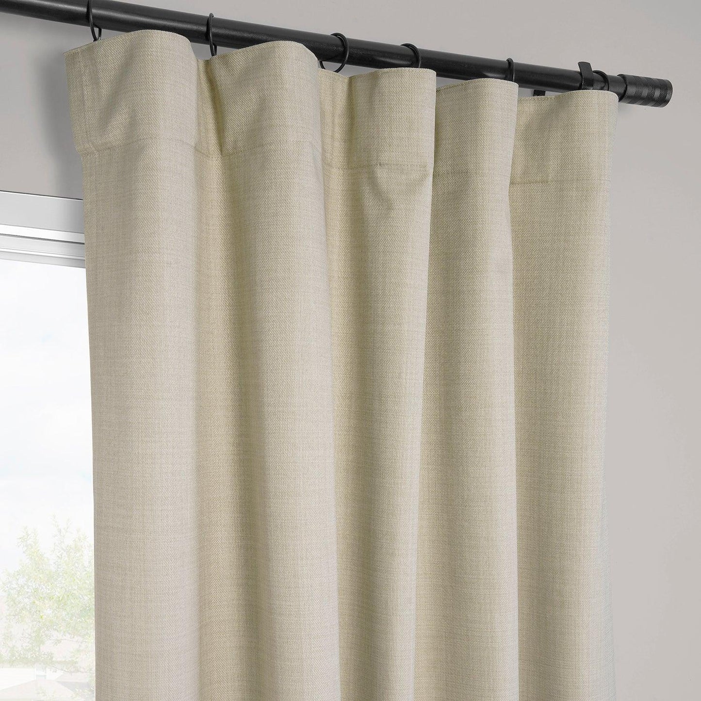 Beige Vienna Basic Linen Blackout Curtain Pair (2 Panels)