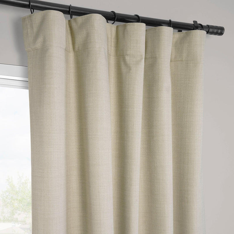Beige Vienna Basic Linen Blackout Curtain Pair (2 Panels)