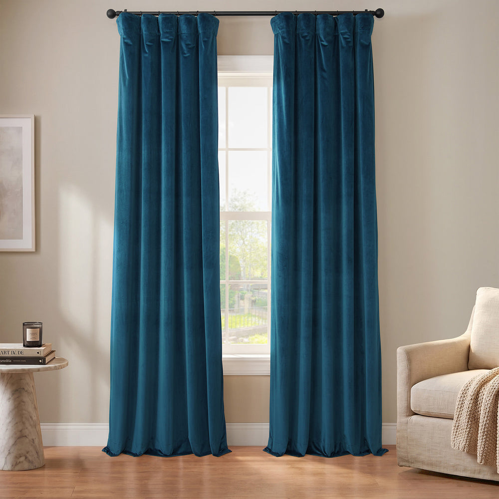 Americana Blue Urban Lush Velvet Custom Curtain