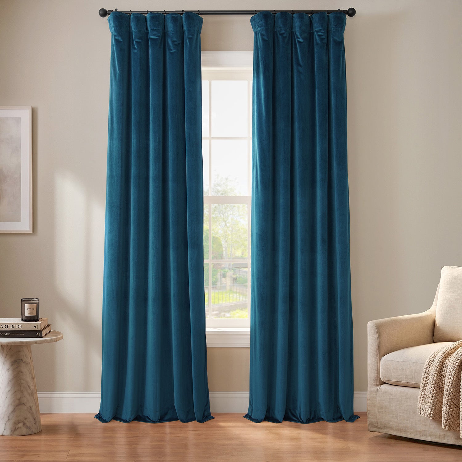 Americana Blue Urban Lush Velvet Custom Curtain