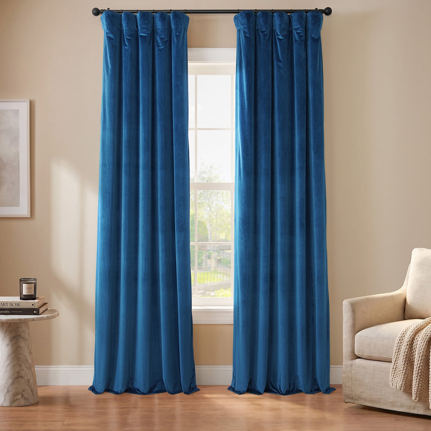 Noche Blue Urban Lush Velvet Custom Curtain