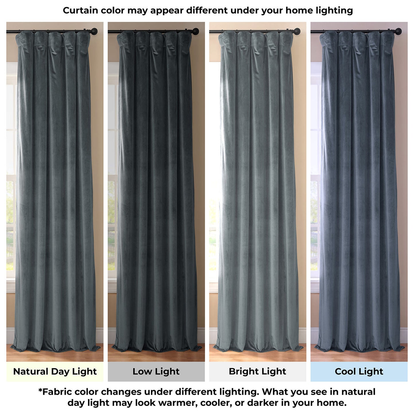 IronStone Grey Urban Lush Velvet Custom Curtain