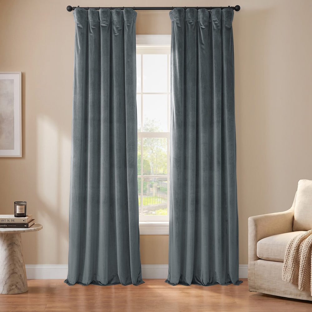 IronStone Grey Urban Lush Velvet Custom Curtain