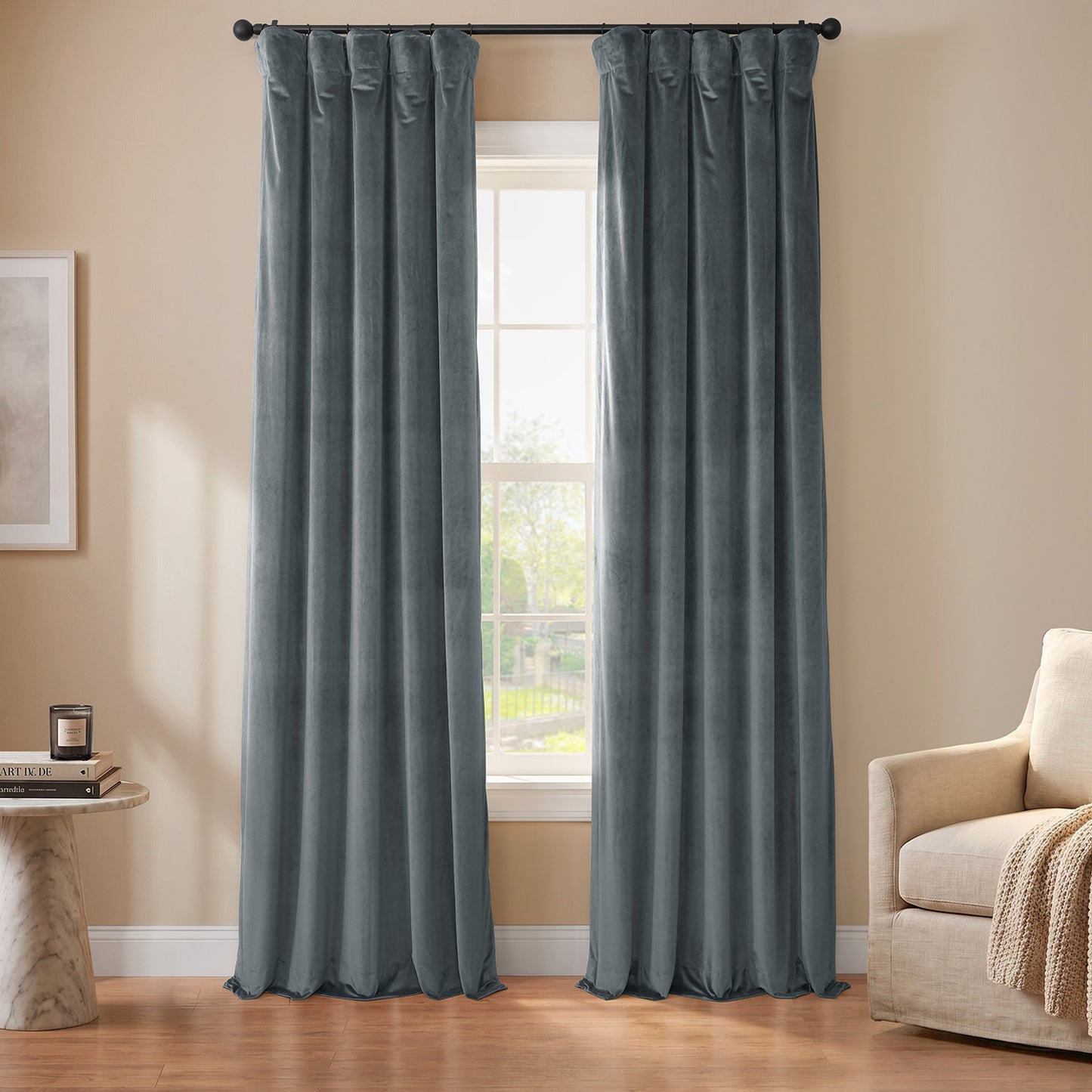 IronStone Grey Urban Lush Velvet Custom Curtain