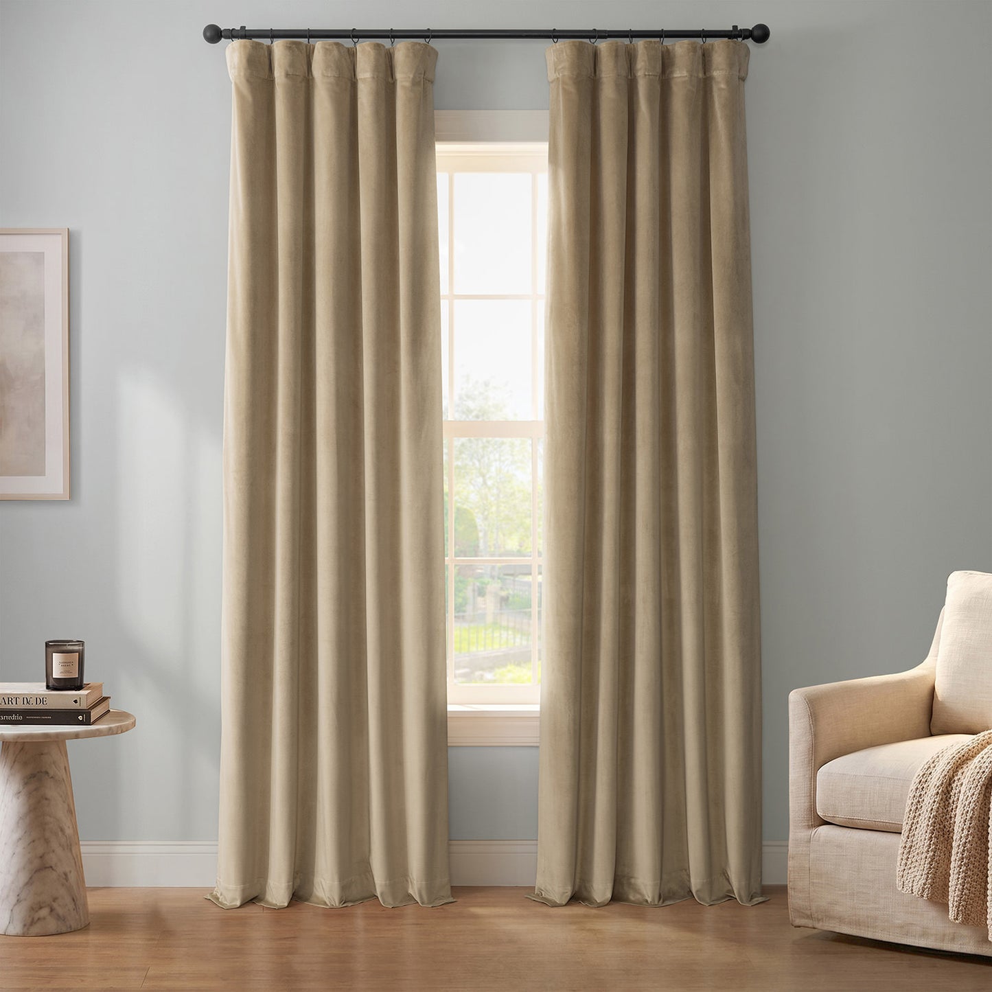 Harbor Beige Urban Lush Velvet Custom Curtain