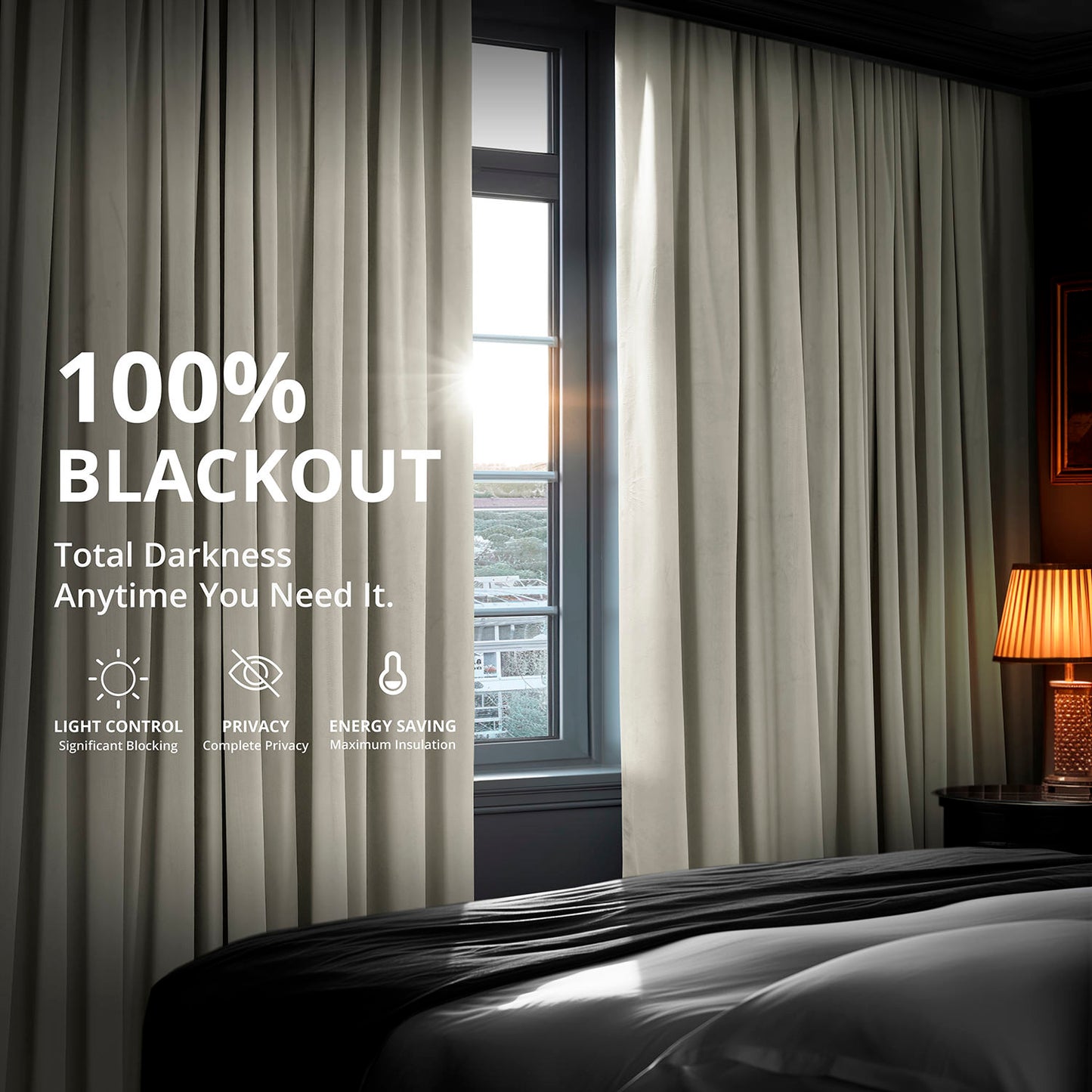 Warm Off White Signature Extra Wide Velvet Blackout Curtain