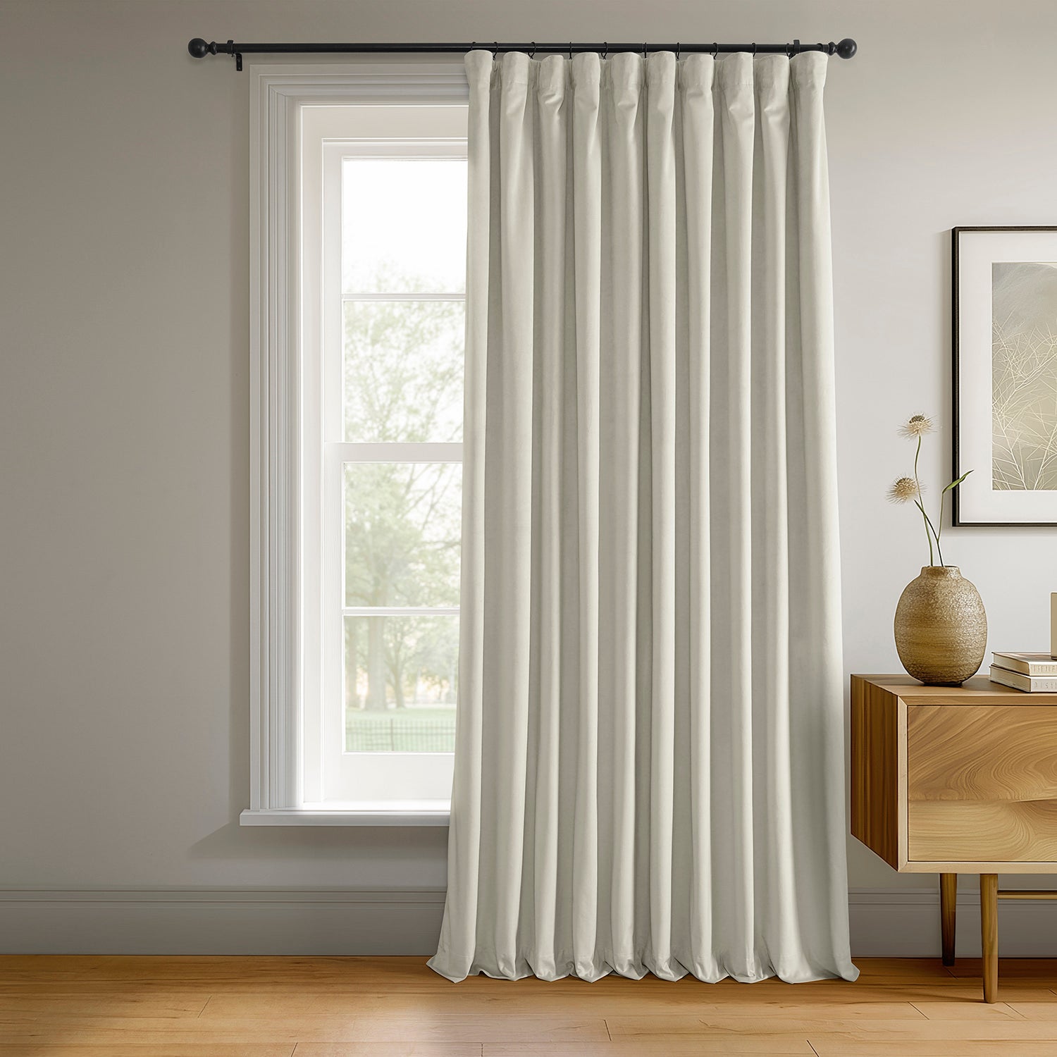 Warm Off White Signature Extra Wide Velvet Blackout Curtain