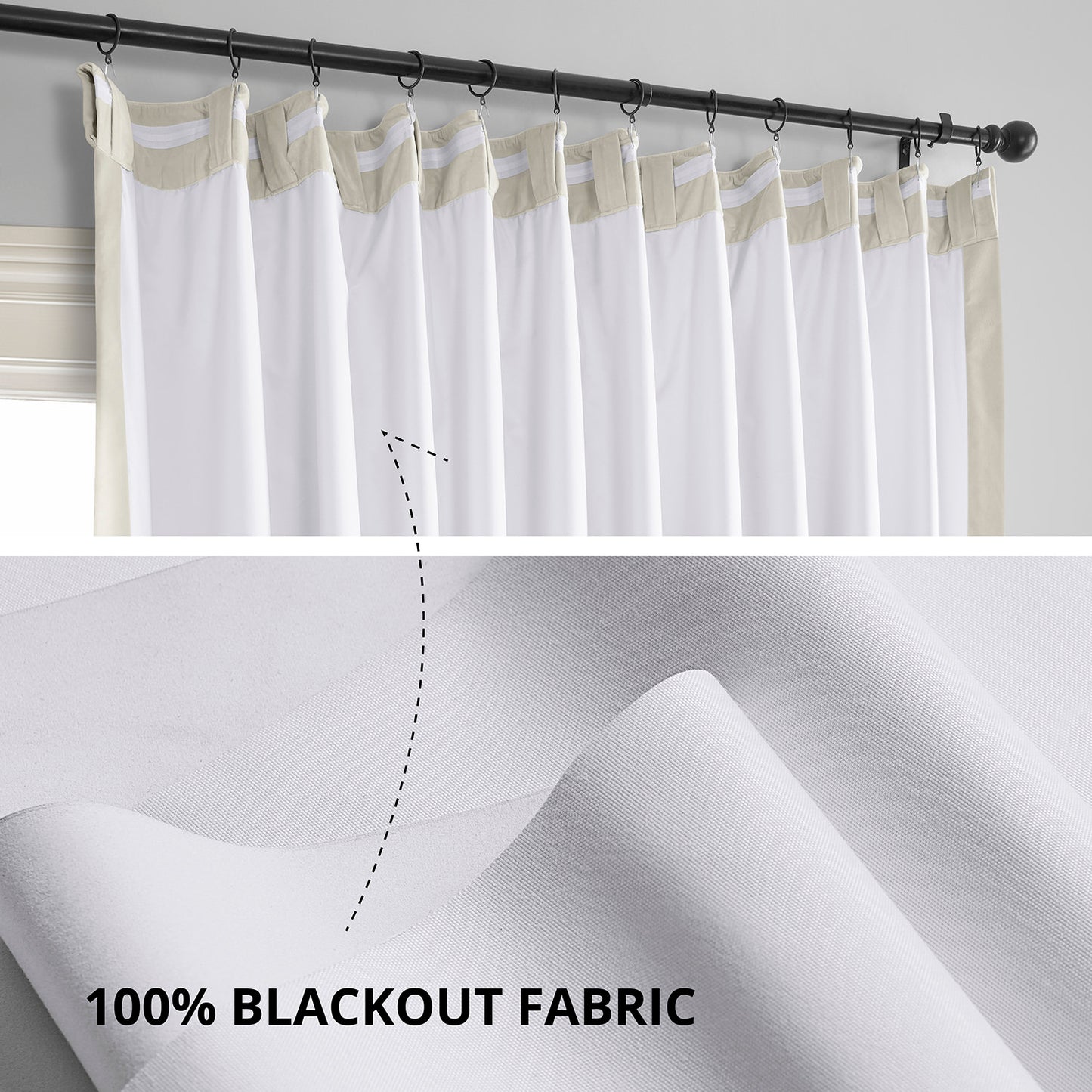 Warm Off White Signature Extra Wide Velvet Blackout Curtain