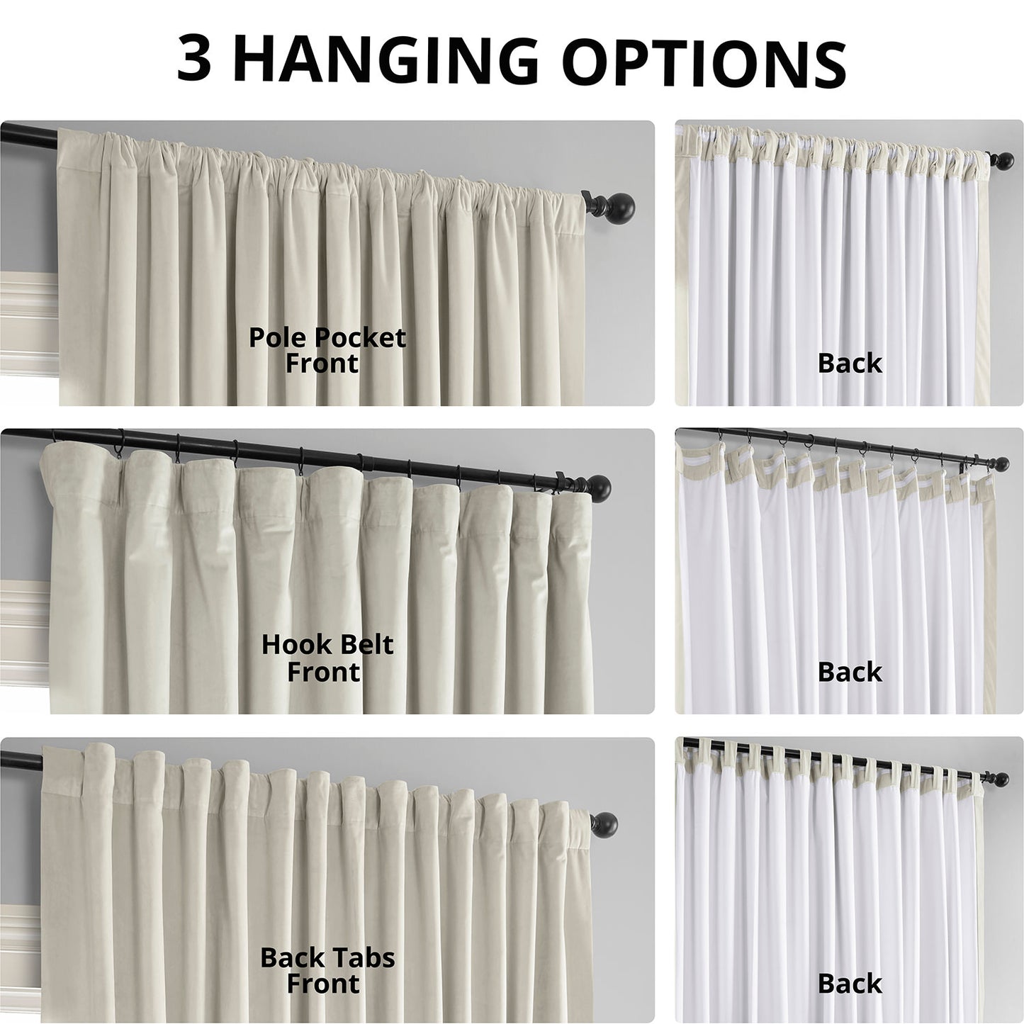 Warm Off White Signature Extra Wide Velvet Blackout Curtain