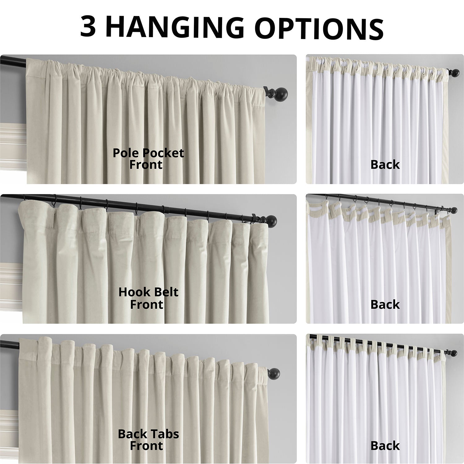 Warm Off White Signature Extra Wide Velvet Blackout Curtain