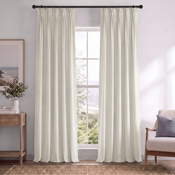 Porcelain White Pinch Pleat Signature Velvet Blackout Curtain