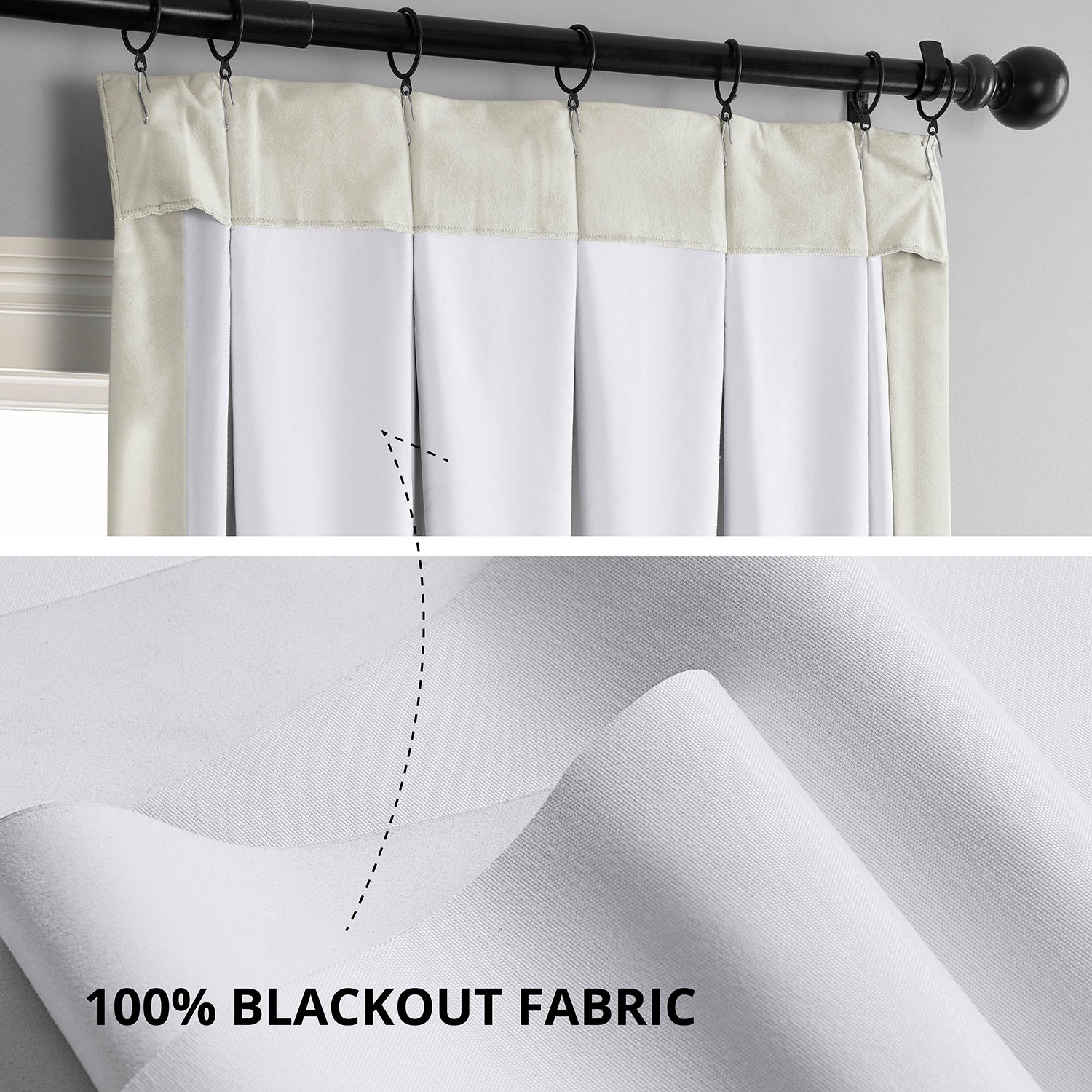 Porcelain White French Pleat Signature Velvet Blackout Curtain