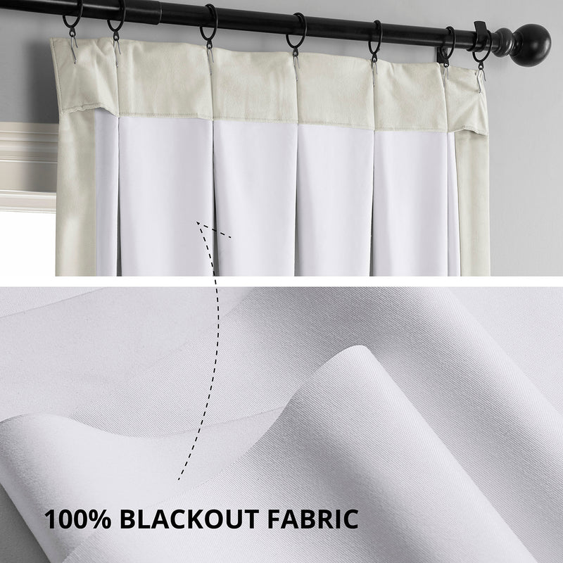 Porcelain White French Pleat Signature Velvet Blackout Curtain