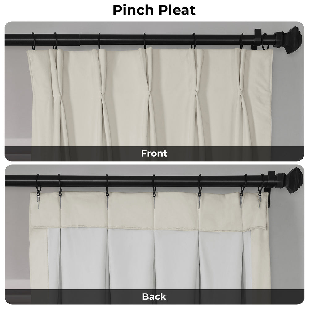 Porcelain White Pinch Pleat Signature Velvet Blackout Curtain