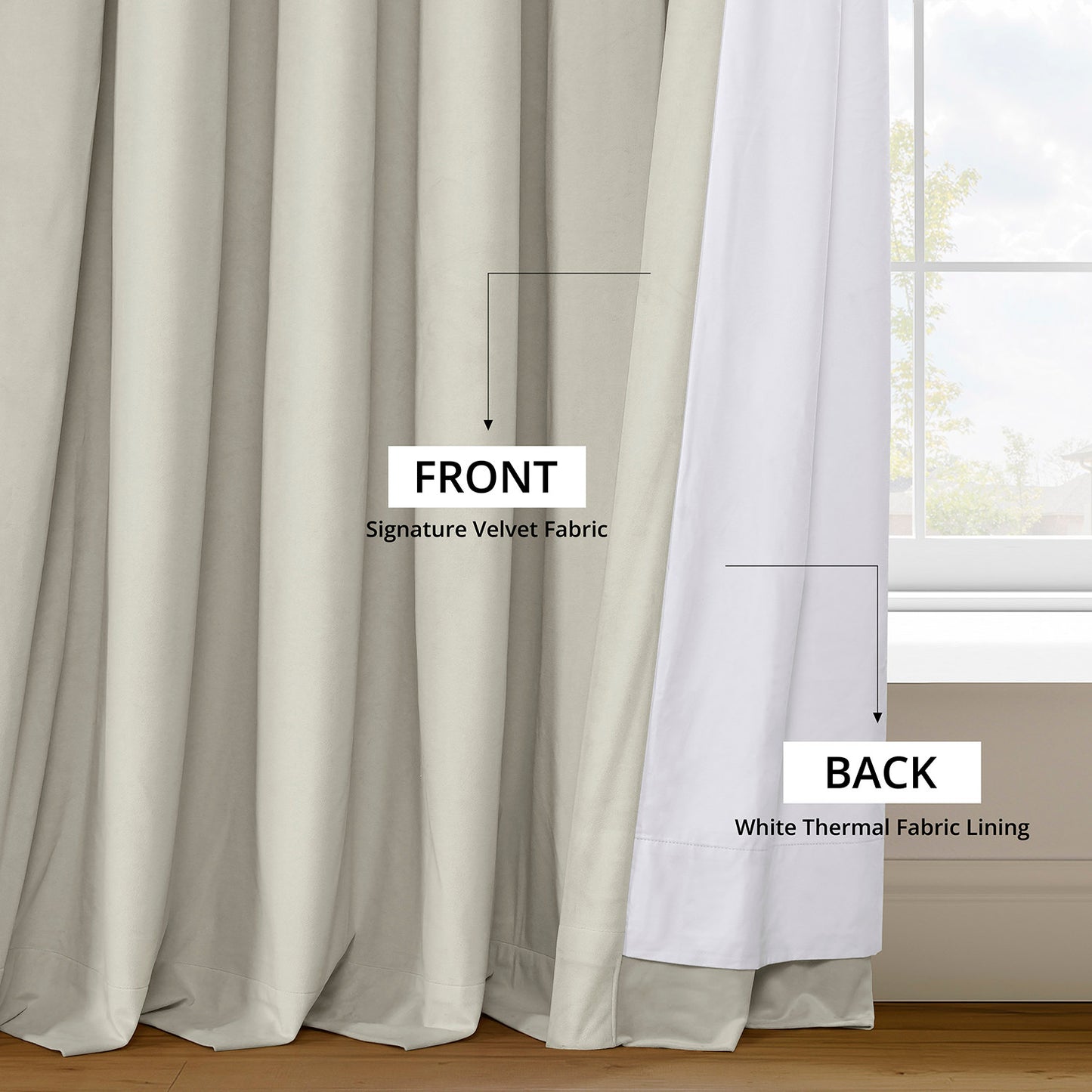 Porcelain White Grommet Signature Velvet Blackout Curtain