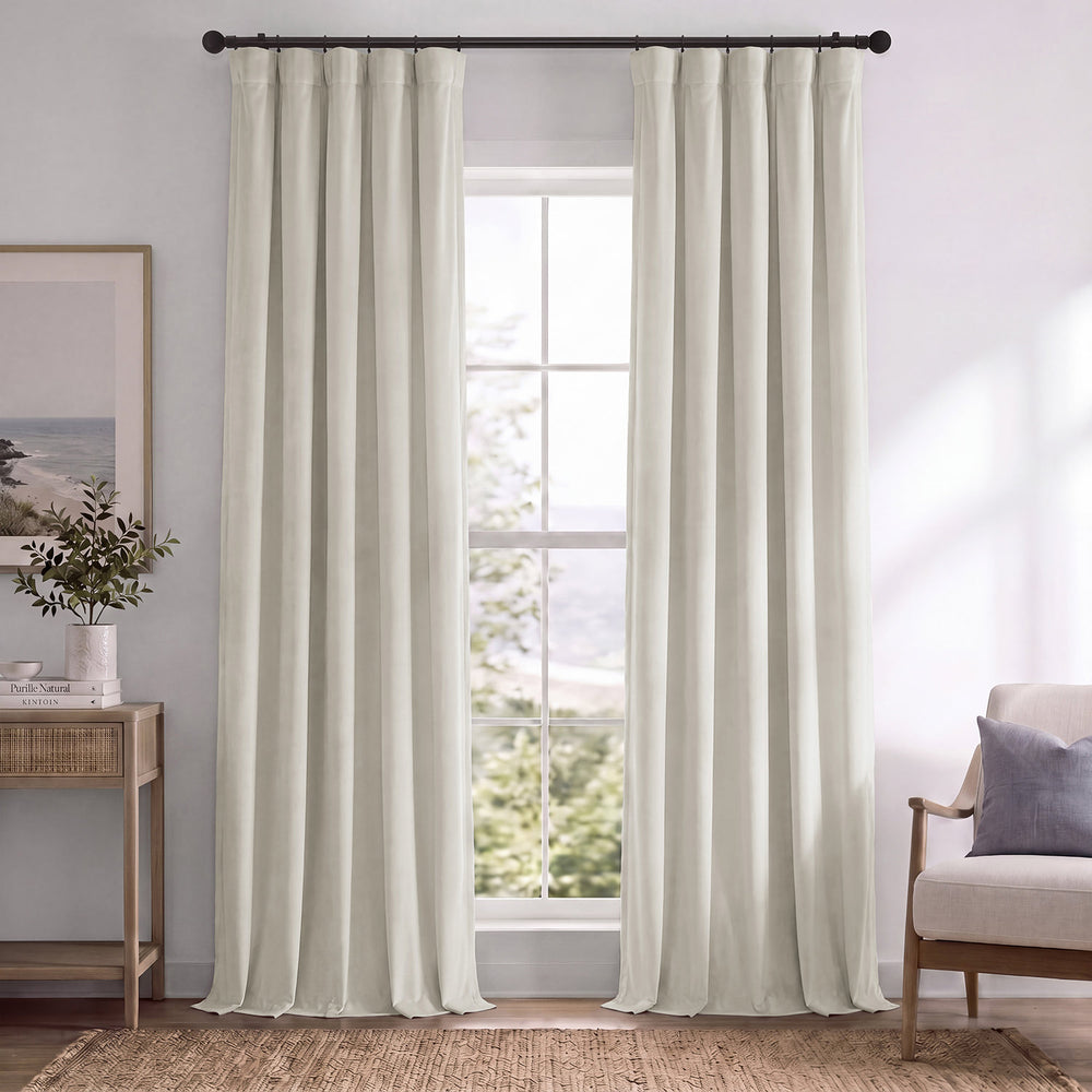 Porcelain White Signature Velvet Blackout Curtain
