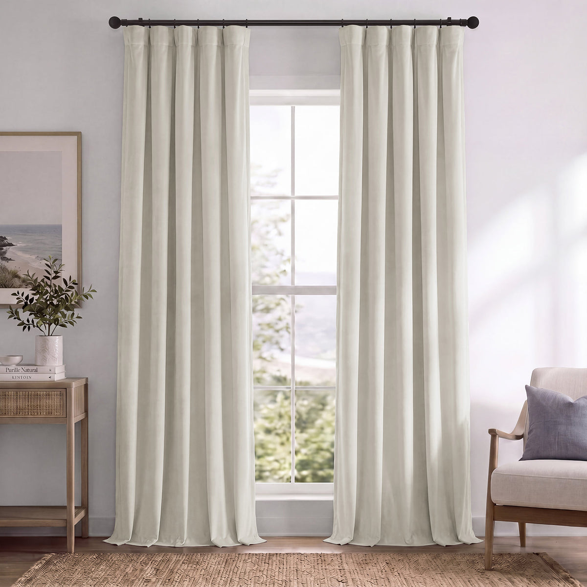 Porcelain White Signature Velvet Blackout Curtain