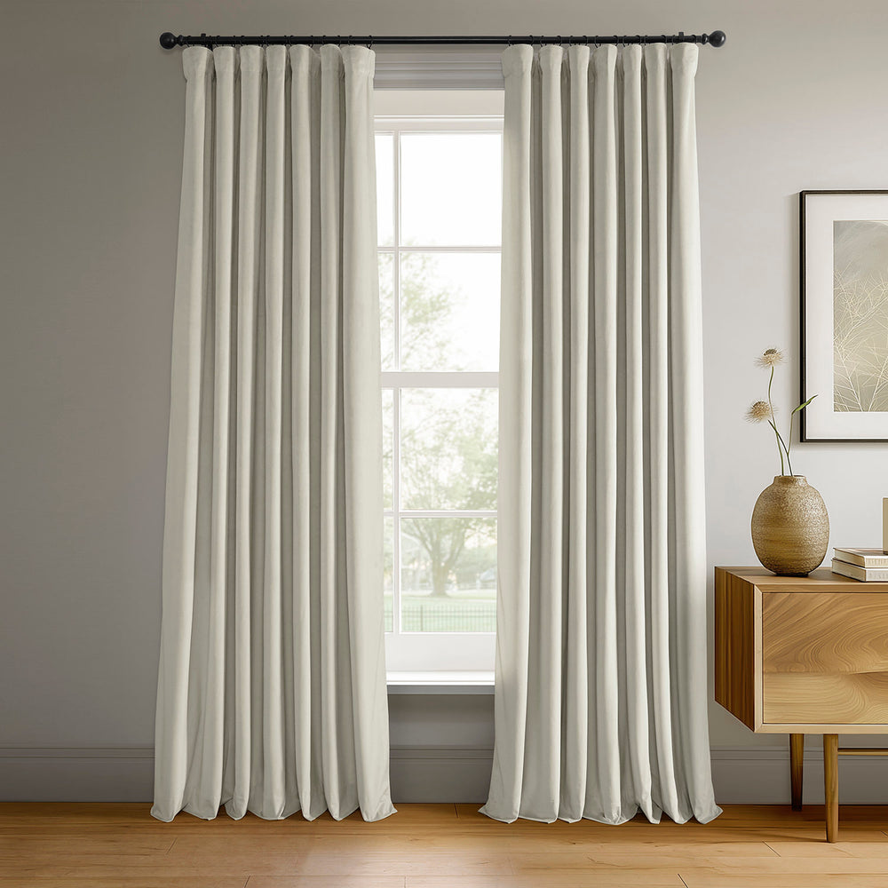 Porcelain White Signature Velvet Blackout Curtain