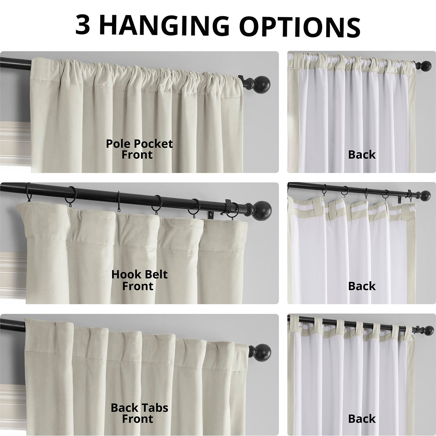 Porcelain White Signature Velvet Blackout Curtain