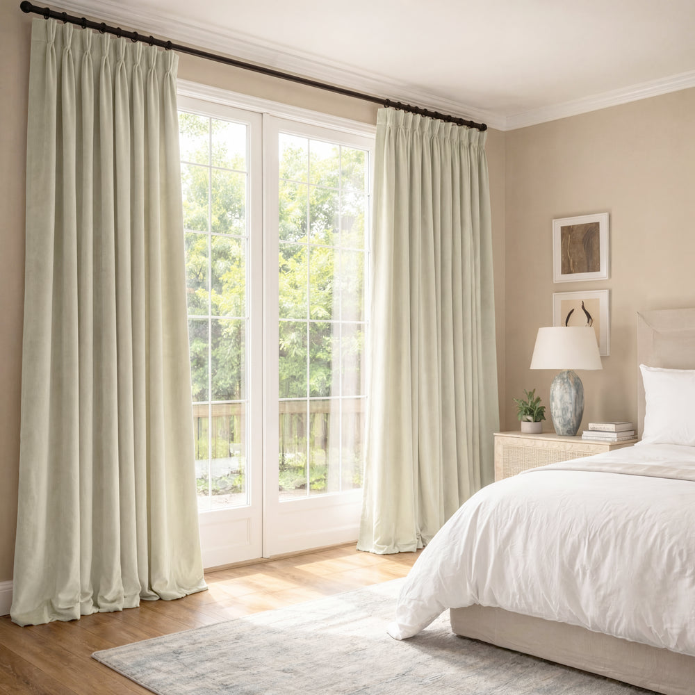 Porcelain White Signature Velvet Custom Curtain