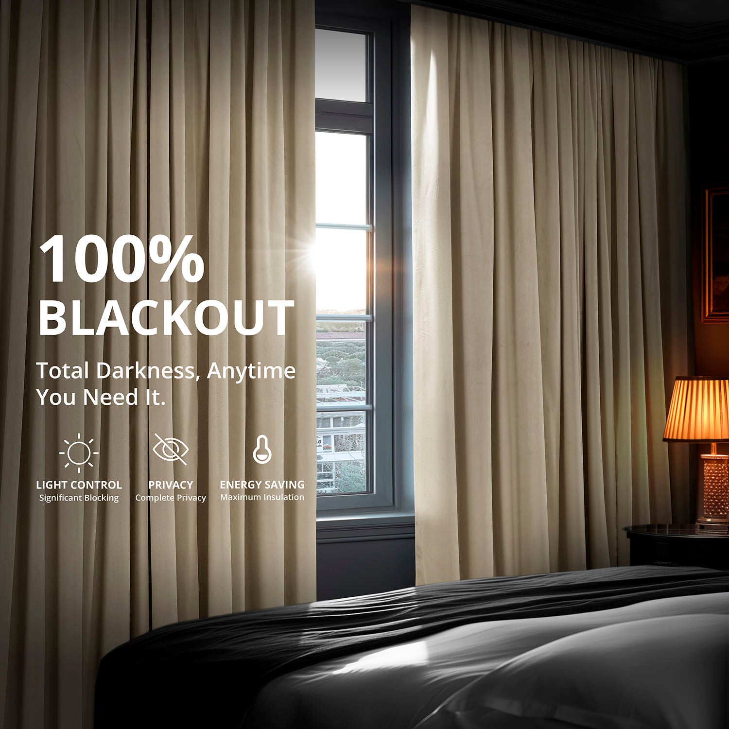 Alabaster Beige French Pleat Signature Velvet Blackout Curtain