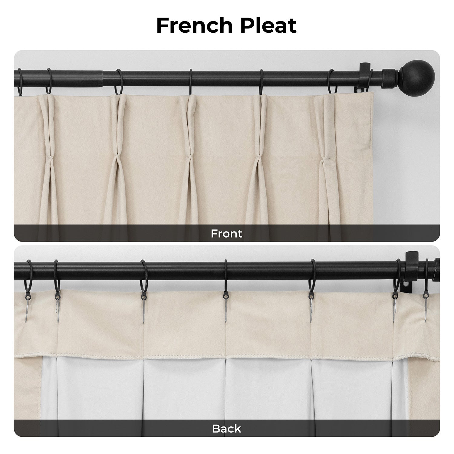 Alabaster Beige Pinch Pleat Signature Velvet Blackout Curtain