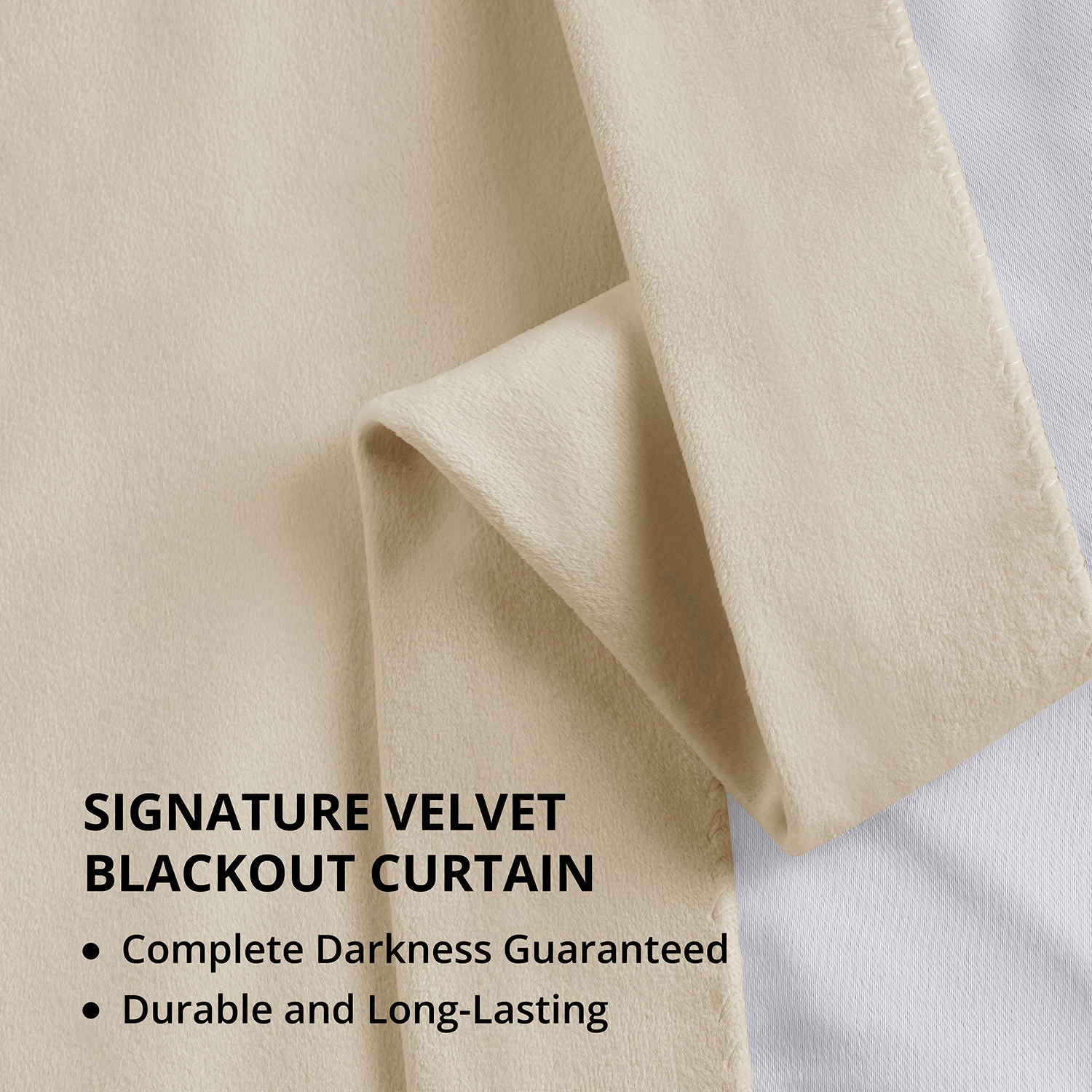 Alabaster Beige French Pleat Signature Velvet Blackout Curtain