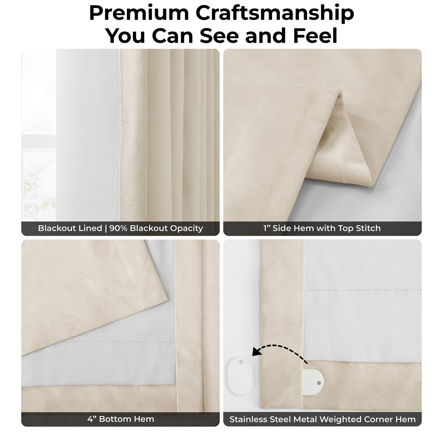 Alabaster Beige Grommet Signature Velvet Blackout Curtain