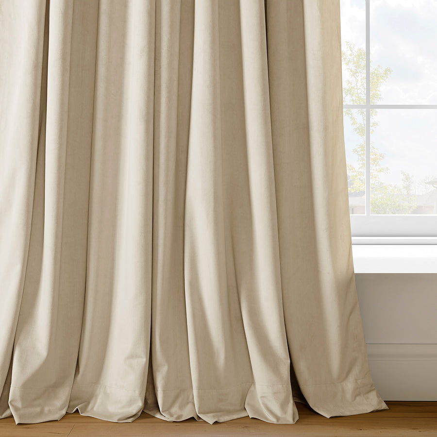 Alabaster Beige Signature Velvet Custom Curtain