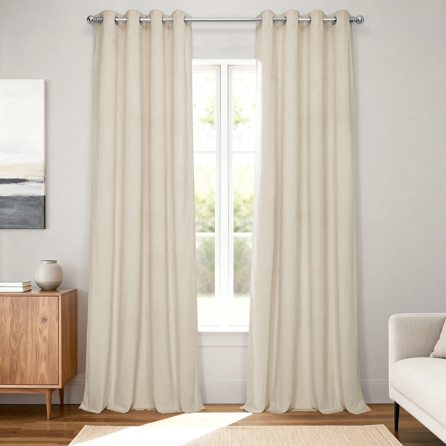 Alabaster Beige Grommet Signature Velvet Blackout Curtain