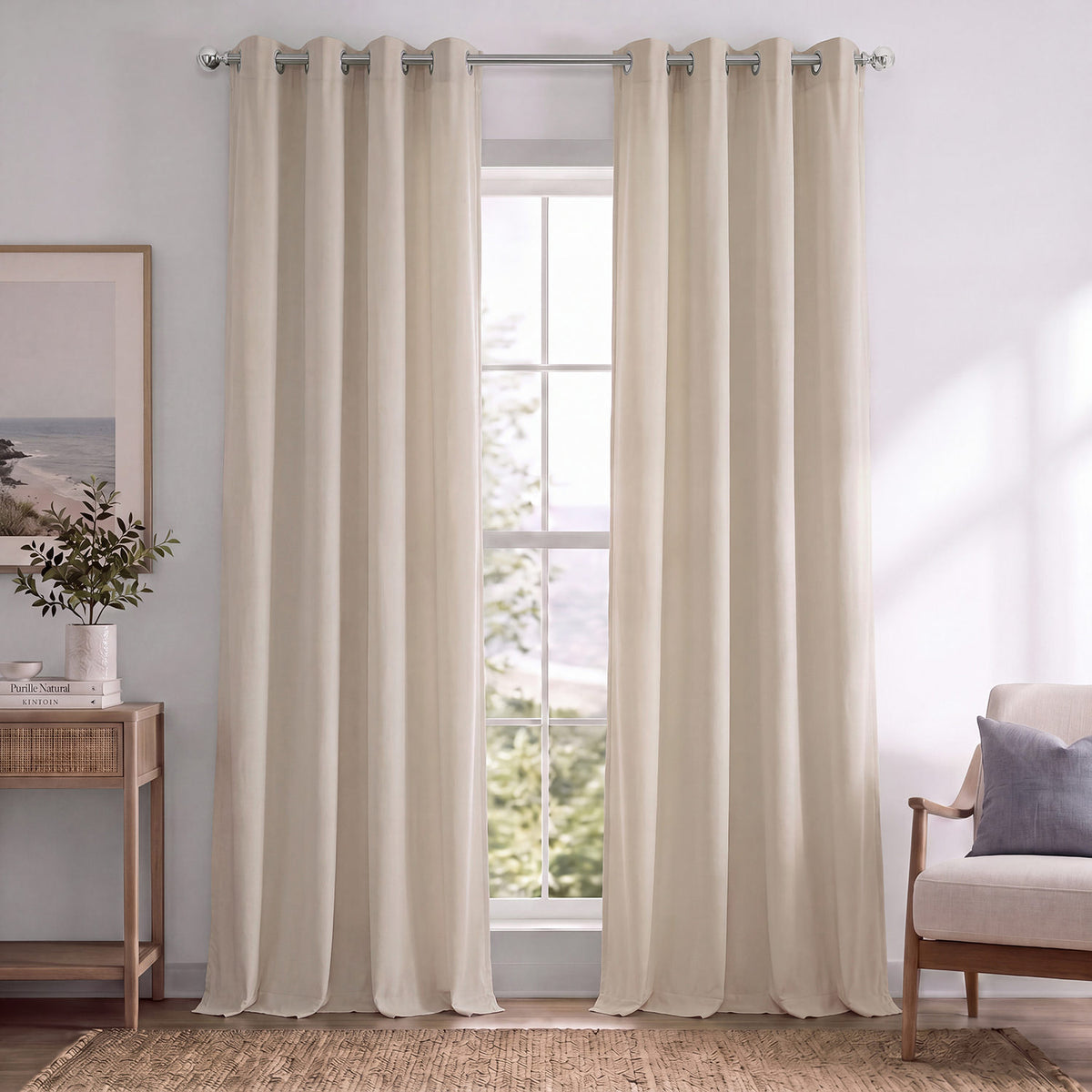 Alabaster Beige Grommet Signature Velvet Blackout Curtain