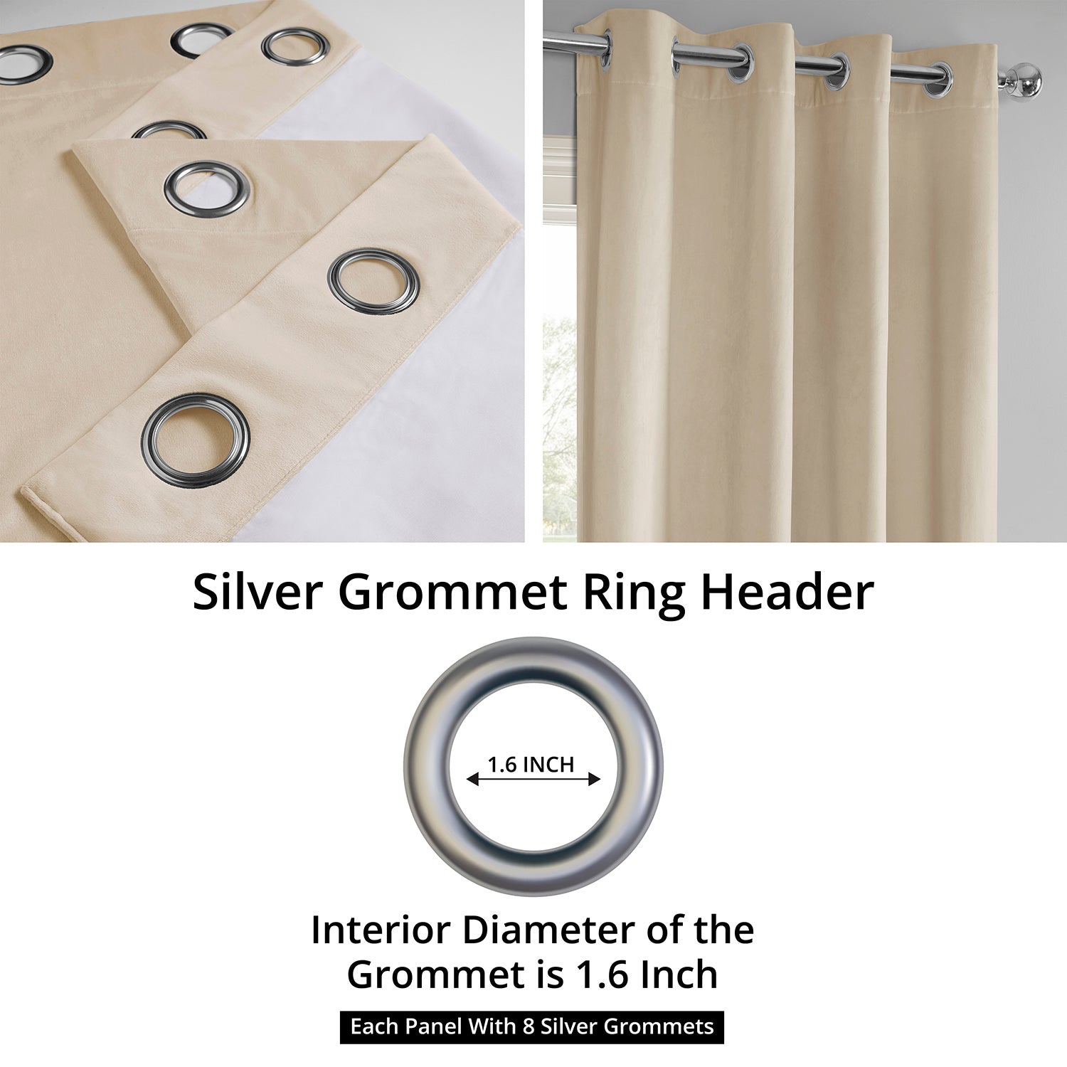 Alabaster Beige Grommet Signature Velvet Blackout Curtain