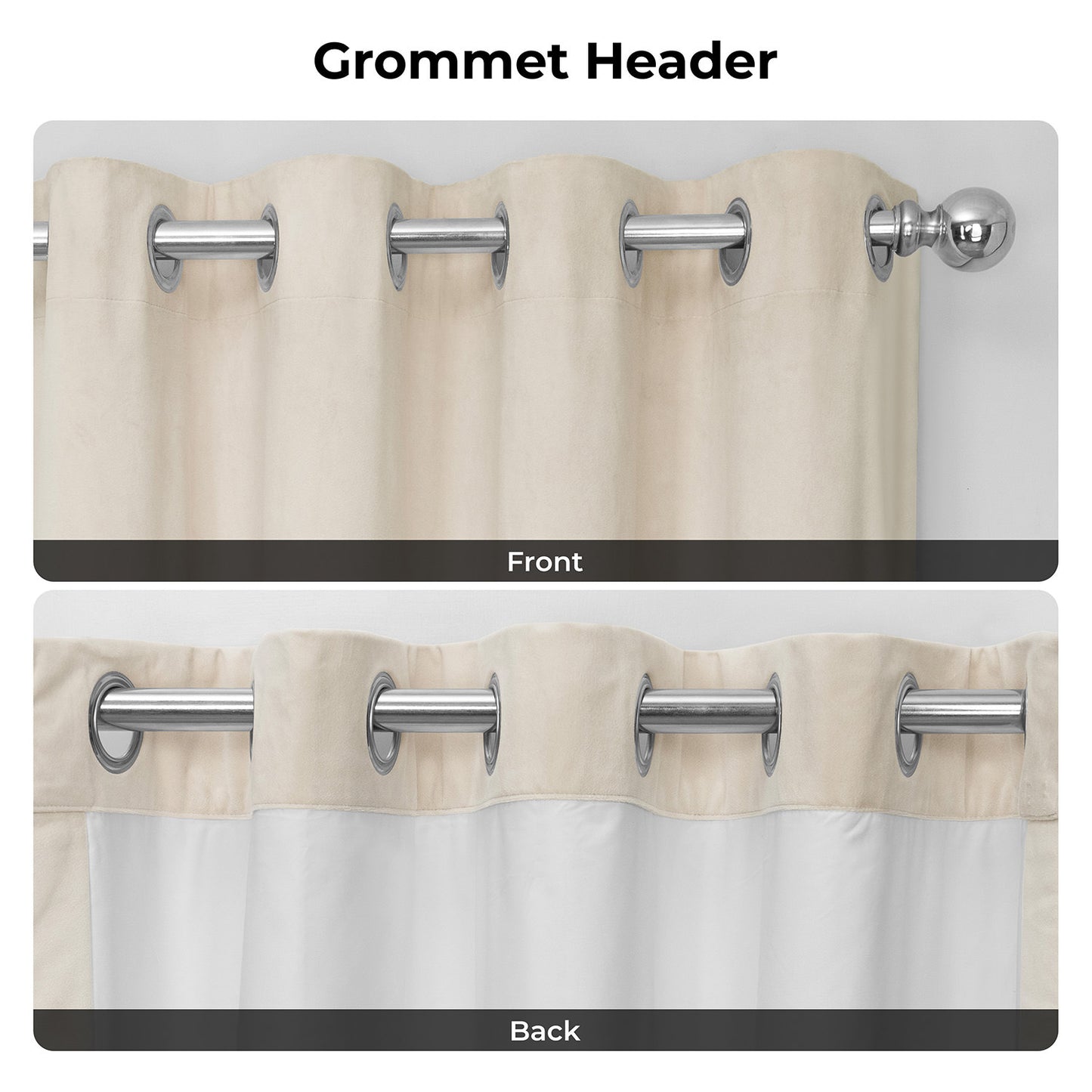 Alabaster Beige Grommet Signature Velvet Blackout Curtain