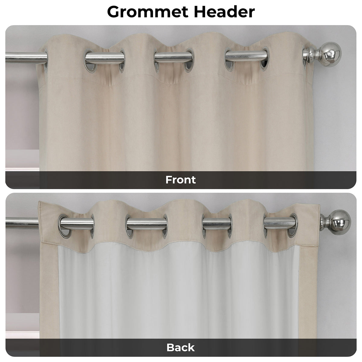 Alabaster Beige Grommet Signature Velvet Blackout Curtain