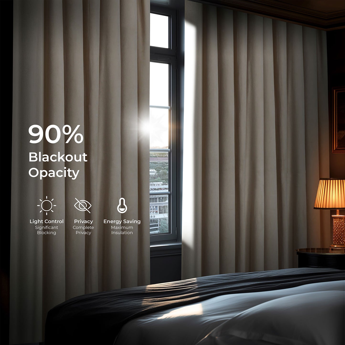 Alabaster Beige Grommet Signature Velvet Blackout Curtain